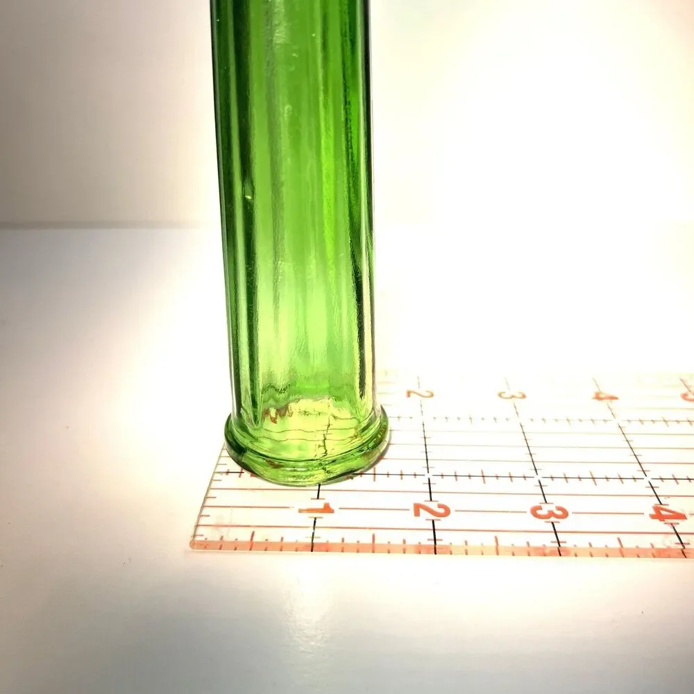 Vintage-Retro Emerald Green Bud Vase-Ribbed Base/Scalloped Rim –Numbered 9”